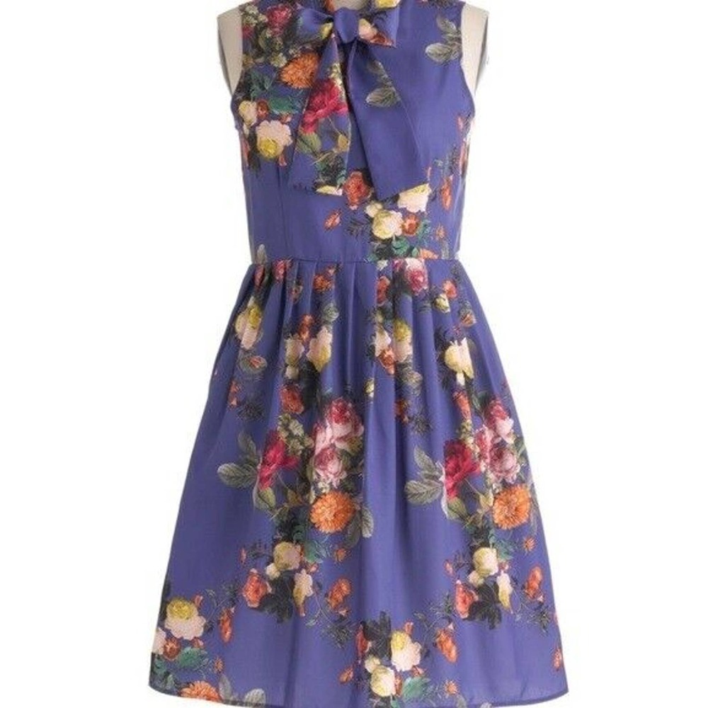 ✨2/$20 ModCloth Bea & Dot Floral Fit Flare Dress Lay of the Landscape XS H14784 - Picture 3 of 12